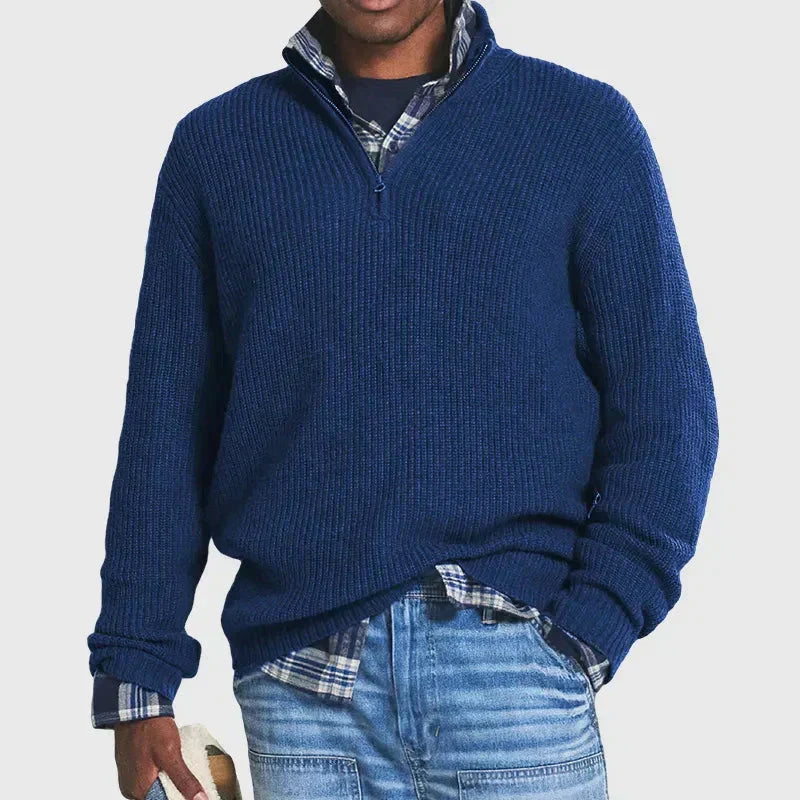 Aaron | Comfortable Men’s Zip-Up Ribbed Sweater 4