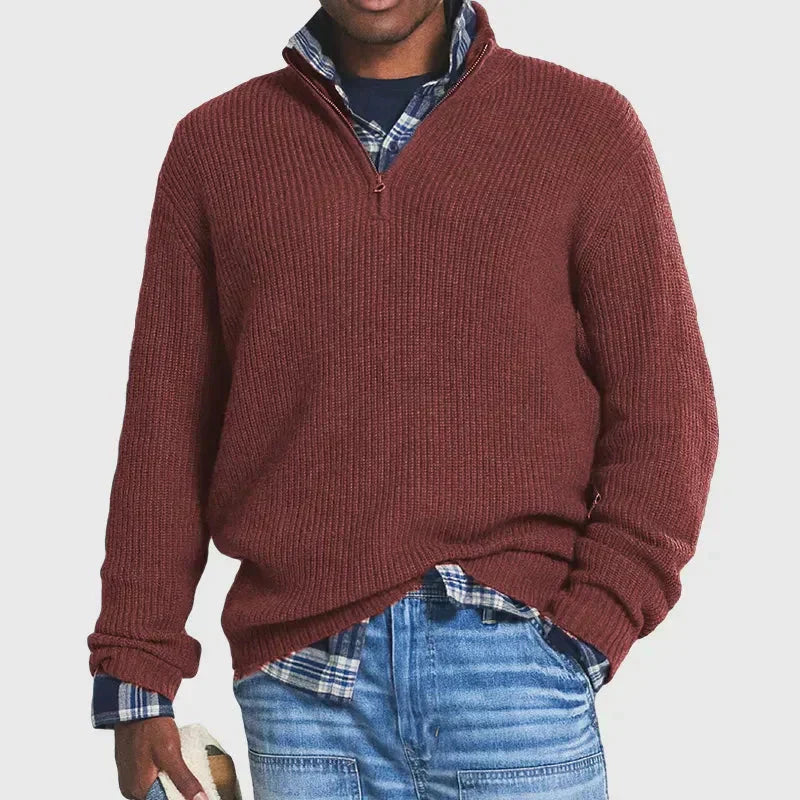 Aaron | Comfortable Men’s Zip-Up Ribbed Sweater 5