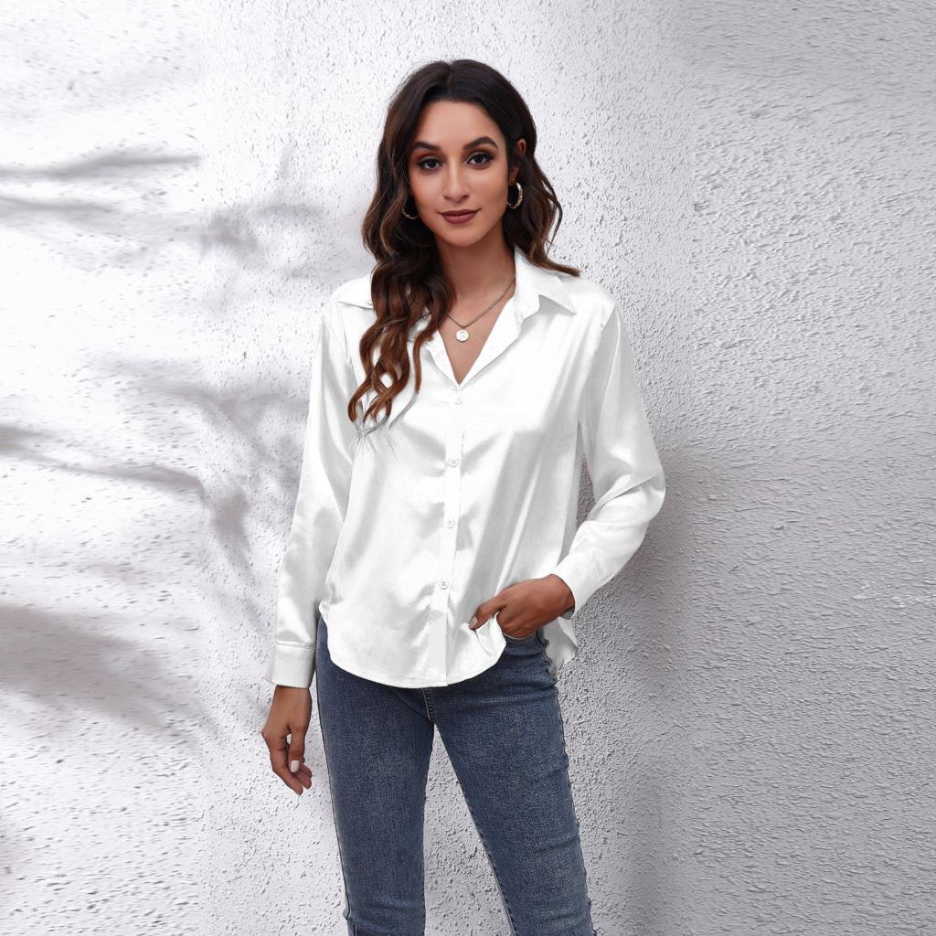 Abigail | Women’s Elegant Long Sleeve Satin Blouse 2