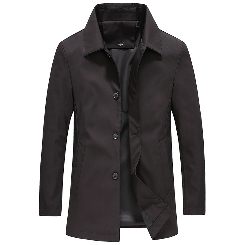 Adam | Men's Casual Slim Fit Long Jacket with Button Closure 0