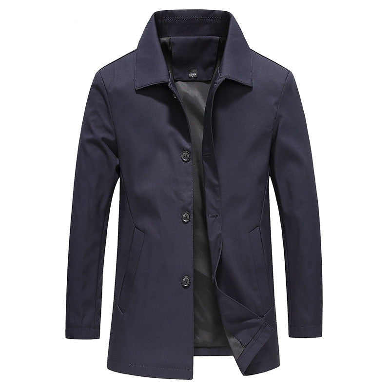 Adam | Men's Casual Slim Fit Long Jacket with Button Closure 1