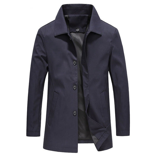 Adam | Men's Casual Slim Fit Long Jacket with Button Closure 1