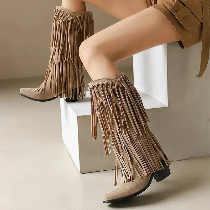 Alice | Women’s Fringe Knee-High Boots Western Style 5