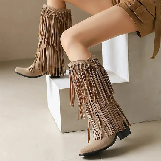Alice | Women’s Fringe Knee-High Boots Western Style 5