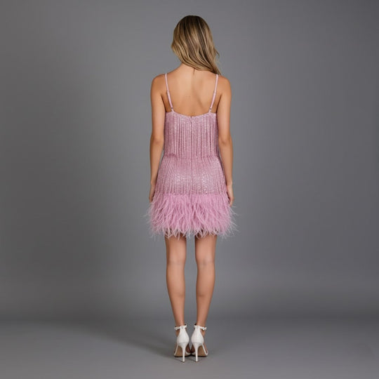 Audrey | Women’s Fringe Feather Party Dress Mini 6