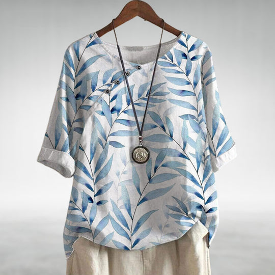 Bianca | Casual Leaf Print Button Blouse for Women 3