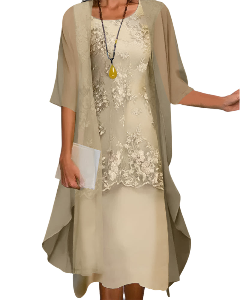 Caroline | Women’s Short Sleeve Outer Layer Midi Dress 1