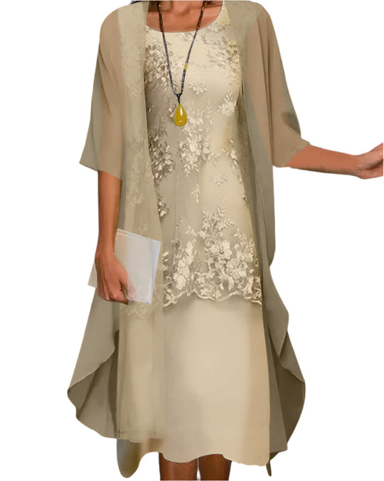 Caroline | Women’s Short Sleeve Outer Layer Midi Dress 1