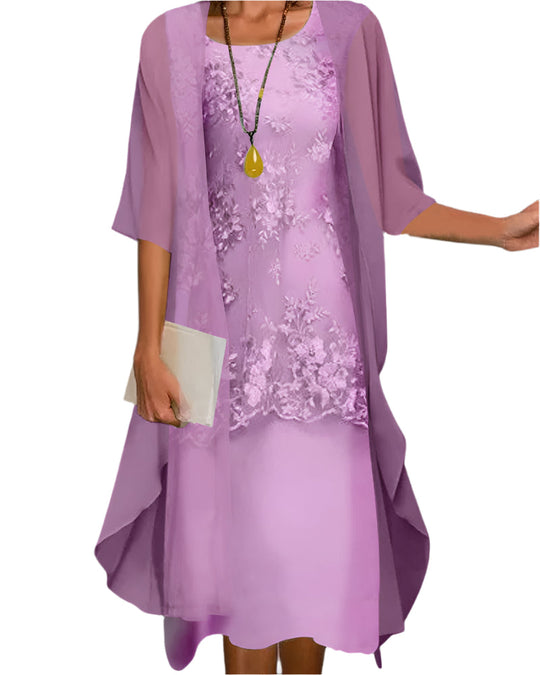 Caroline | Women’s Short Sleeve Outer Layer Midi Dress 2