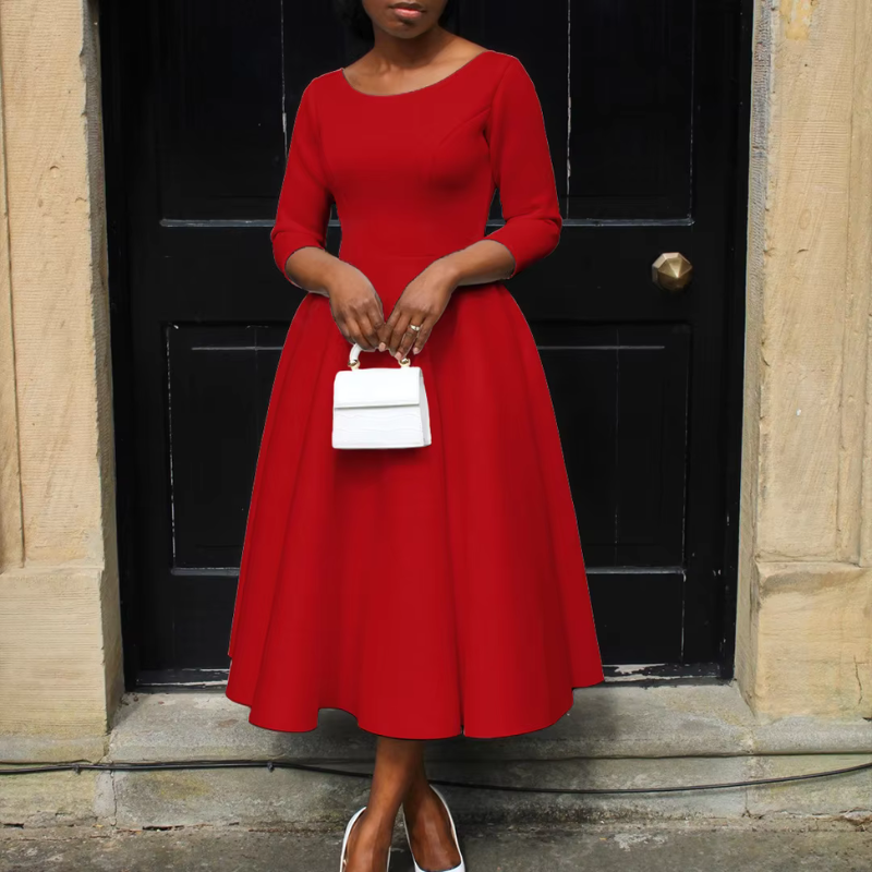 Chloe | Women’s Classic A Line Midi Wedding Guest Dress 0