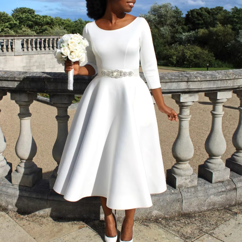 Chloe | Women’s Classic A Line Midi Wedding Guest Dress 1