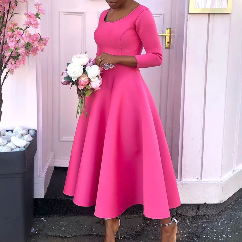 Chloe | Women’s Classic A Line Midi Wedding Guest Dress 3