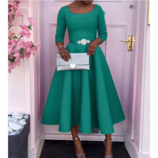 Chloe | Women’s Classic A Line Midi Wedding Guest Dress 8