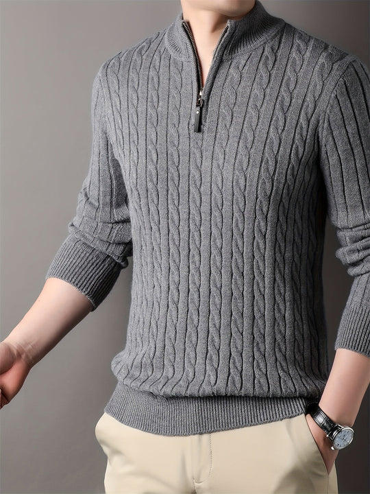 Connor | Men’s Half Zip Ribbed Knit Sweater 6