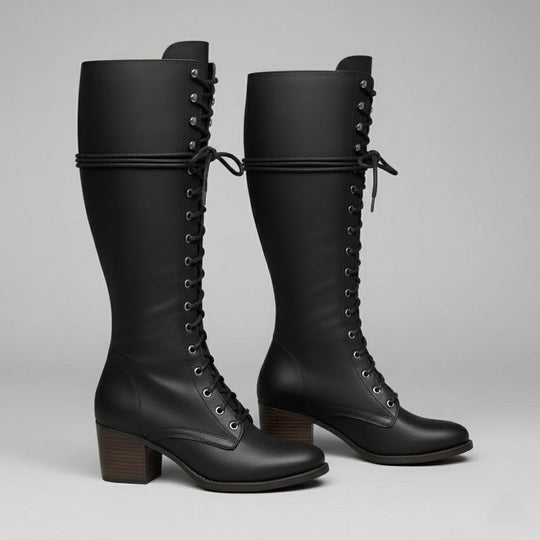 Damien | Women’s Lace-Up Knee-High Boots with Block Heel 1