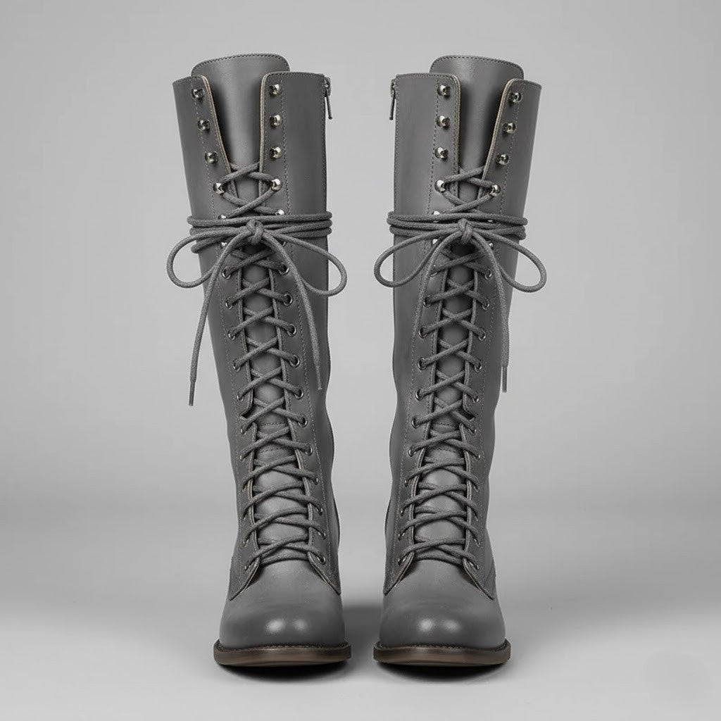Damien | Women’s Lace-Up Knee-High Boots with Block Heel 2