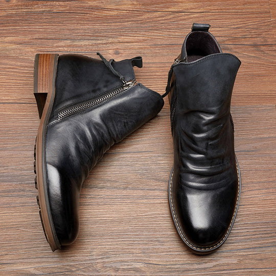 Daniel | Men’s Brown Leather Zip Boots for Casual Wear 2