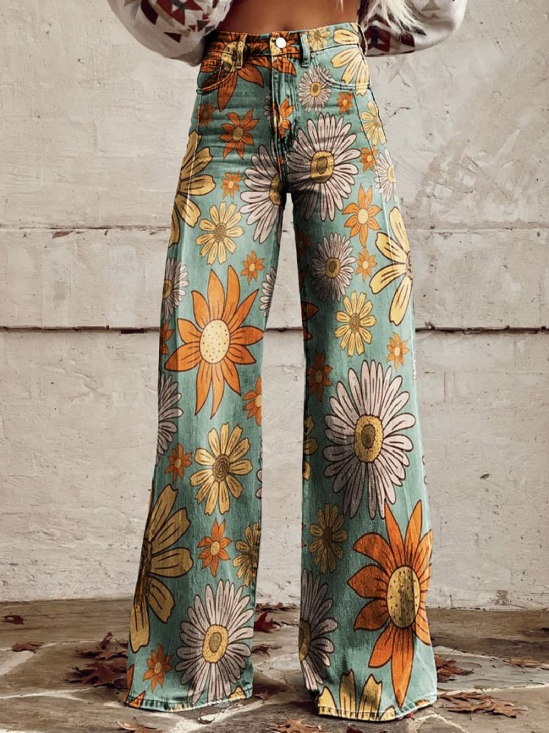 Eleanor | Wide Leg Jeans with Bold Floral Print for Women 0