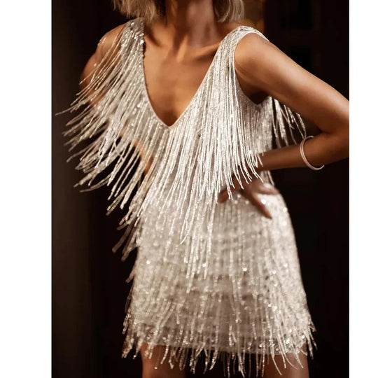 Faye | Women’s Cocktail Dress with Fringe Feathers 2