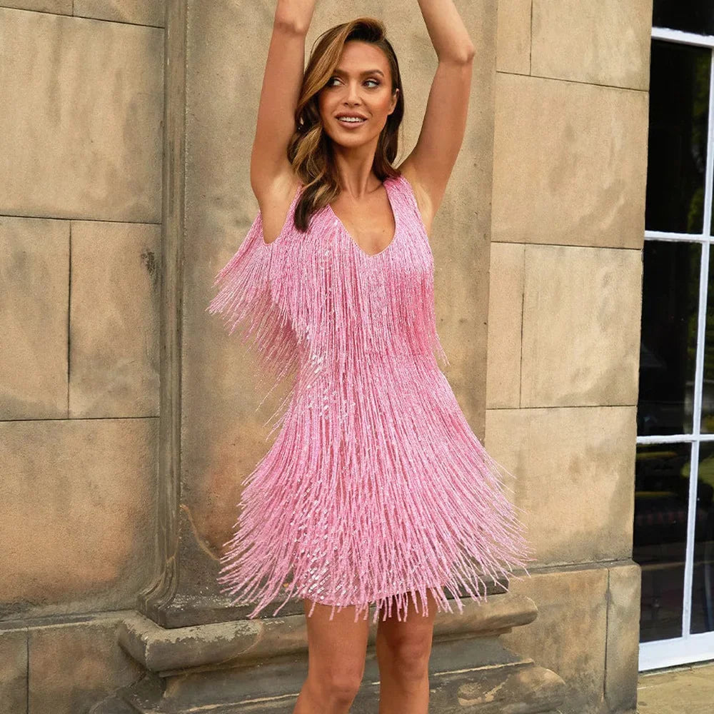 Faye | Women’s Cocktail Dress with Fringe Feathers 5