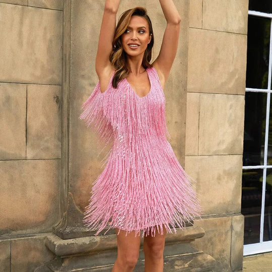 Faye | Women’s Cocktail Dress with Fringe Feathers 5