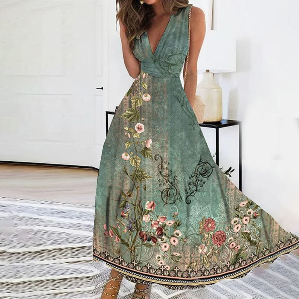 Faye | Women's Deep V-Neck Boho Maxi Dress 1