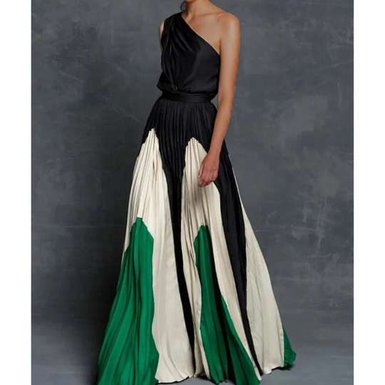 Isabelle | Women's One-Shoulder Pleated Maxi Dress 1