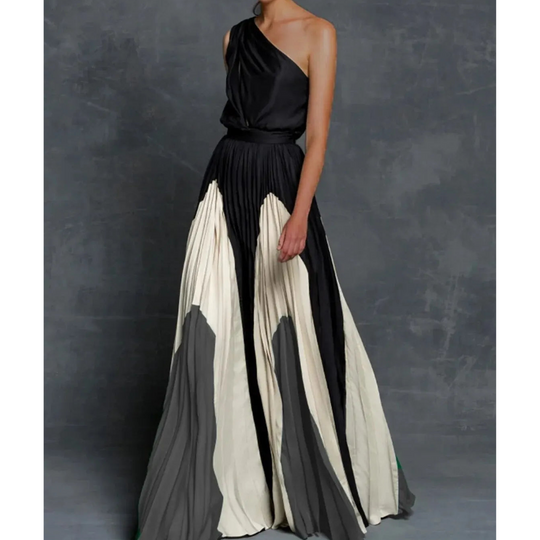 Isabelle | Women's One-Shoulder Pleated Maxi Dress 2