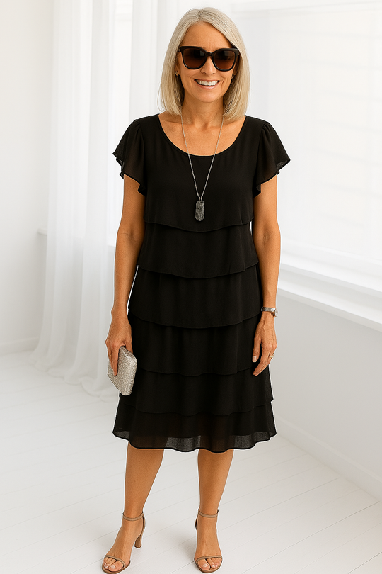 Karen | Women’s Short Sleeve Layered Midi Dress 1