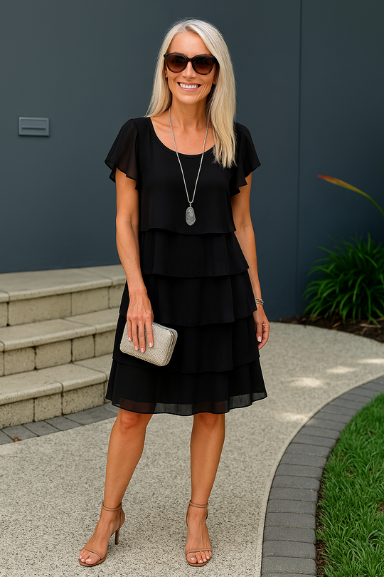 Karen | Women’s Short Sleeve Layered Midi Dress 5