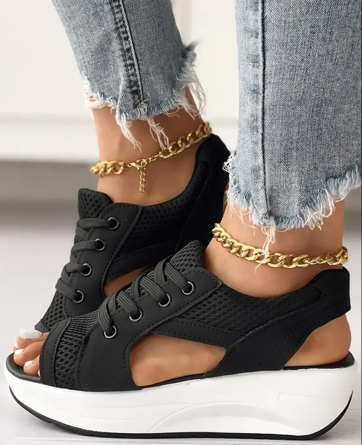 Lexi | Open-toe Wedge Trainers 0