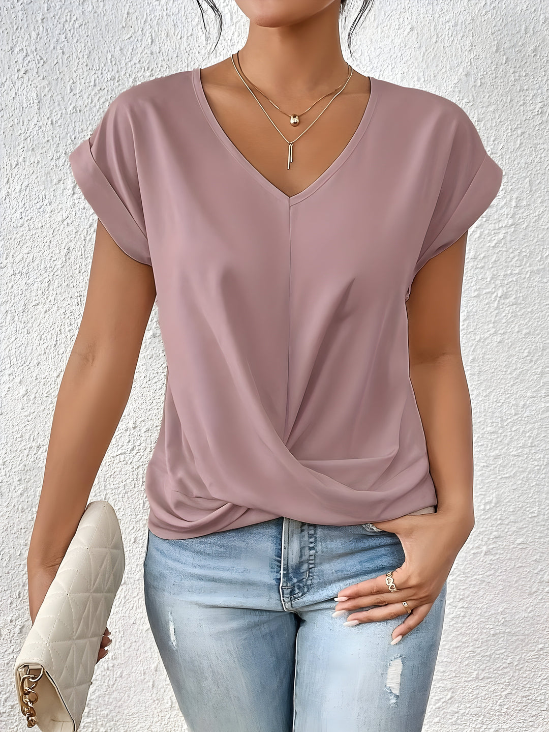Maia | Twist Front V-Neck Top 0