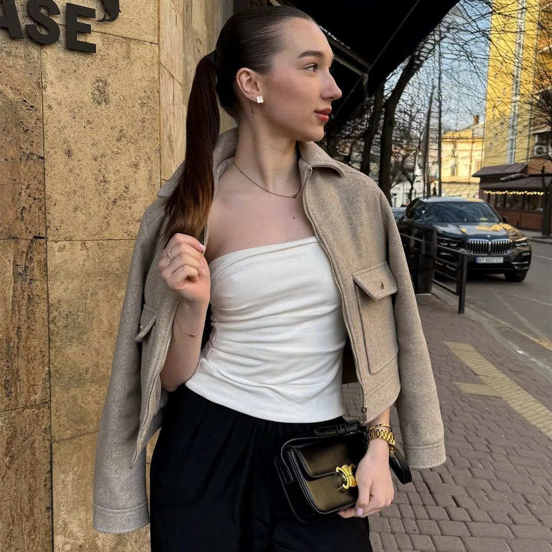 Maisie | Women’s Utility Cropped Zip-Up Jacket 1