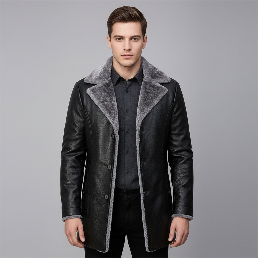 Michael | Men’s Winter Leather Jacket With Warm Fur Lining 0