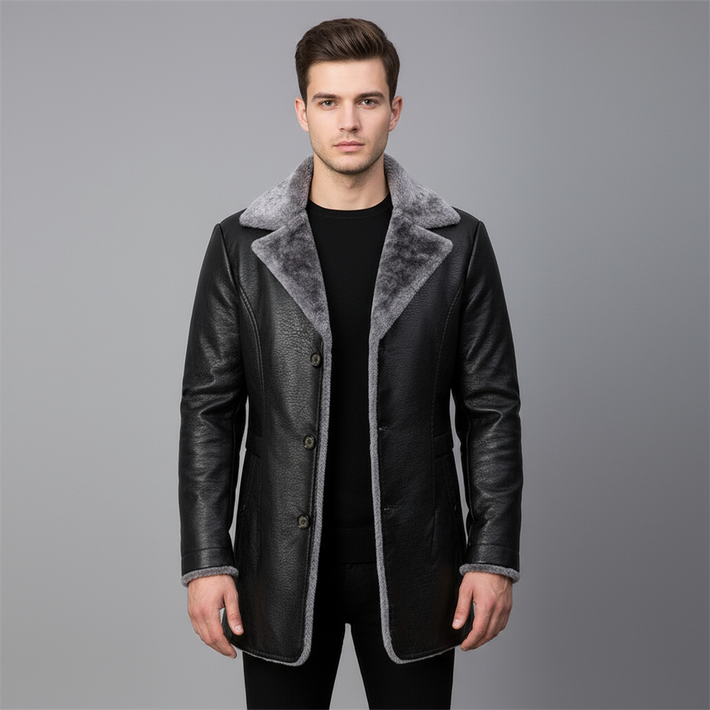 Michael | Men’s Winter Leather Jacket With Warm Fur Lining 1