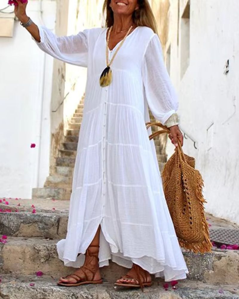 Solara | Boho Linen Maxi Dress 0