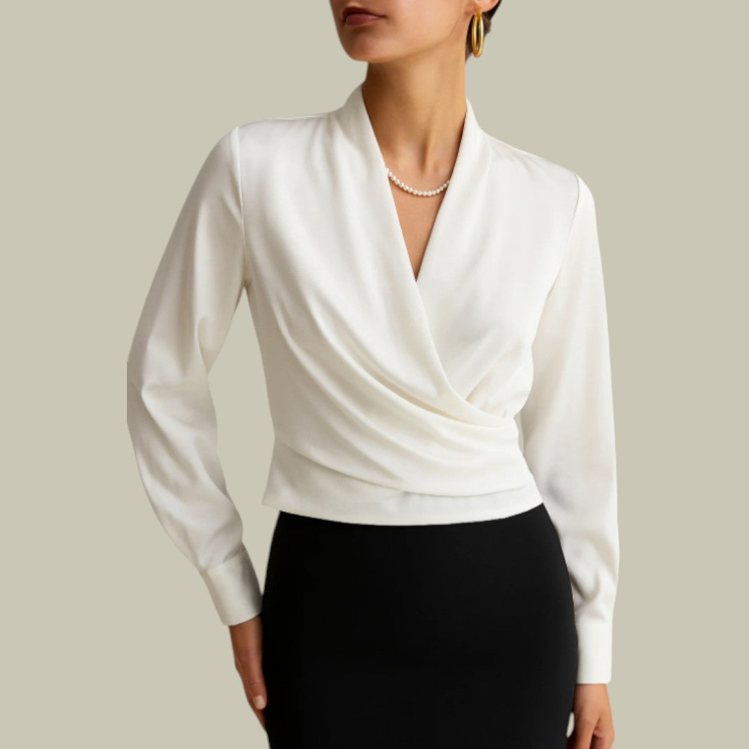 Sophia | Women’s Elegant V-Neck Satin Blouse 0