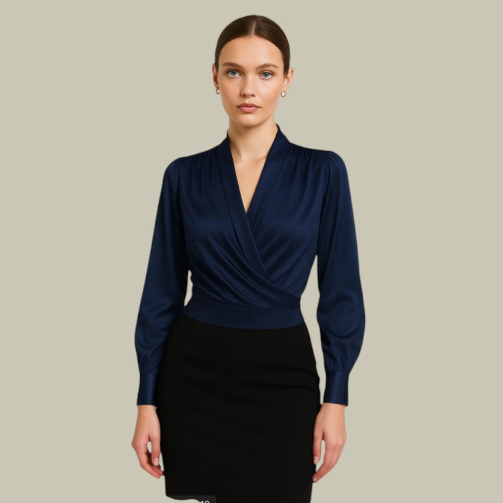 Sophia | Women’s Elegant V-Neck Satin Blouse 1