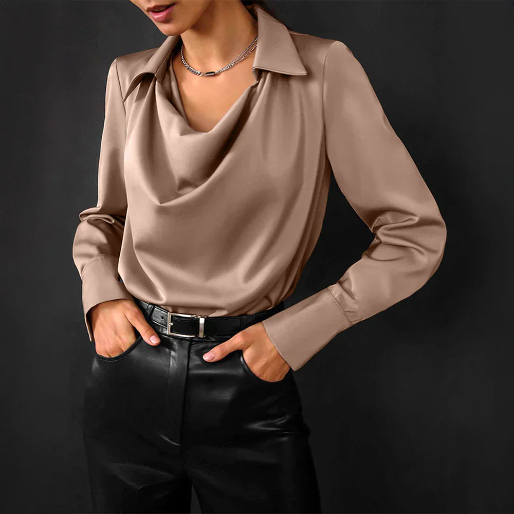Tessa | Women’s Modern Long Sleeve Satin  Blouse 0