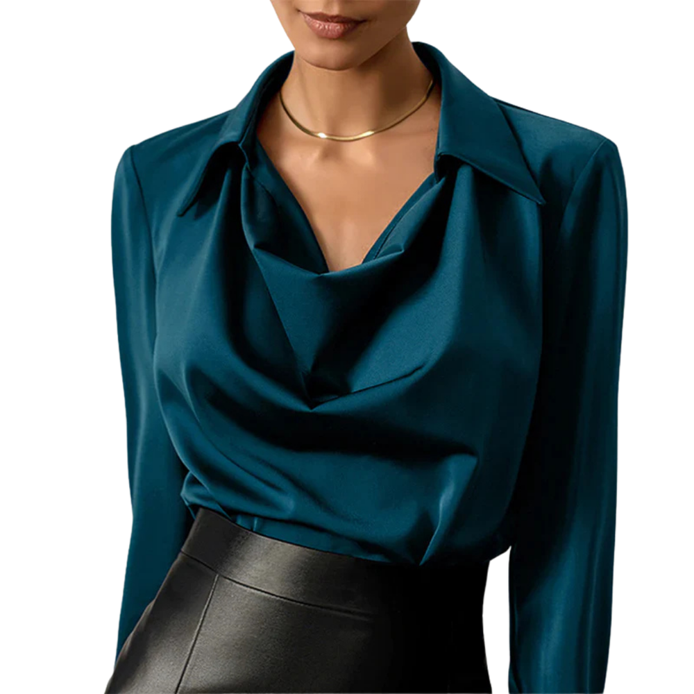 Tessa | Women’s Modern Long Sleeve Satin  Blouse 1