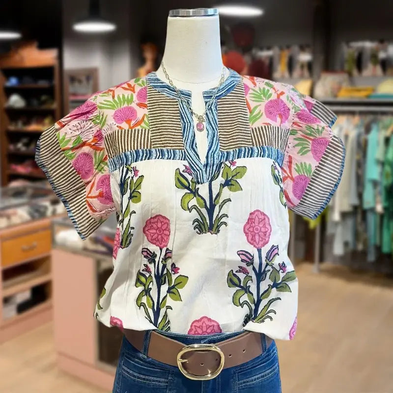 Uriella | Summer Boho Embroidered Blouse 0