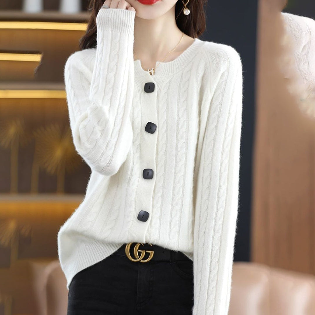 Women’s Cozy Stretch Long Sleeve Sweater with Button Detail – Versatile and Comfortable 2