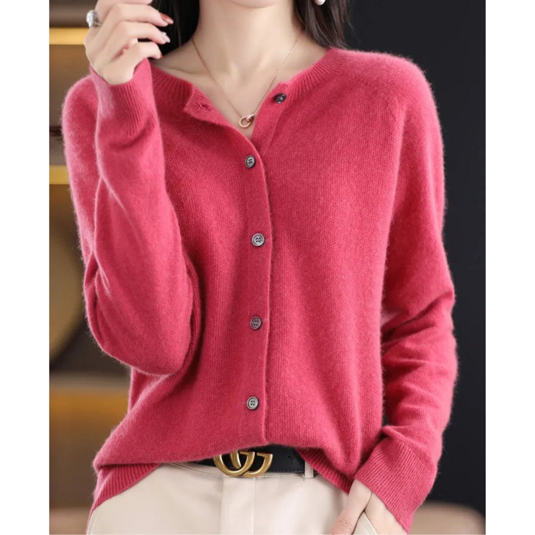 Women's Merino Wool Sweater with Front Button Design – Cozy Elegant Knit for Layering in Multiple Sizes 0