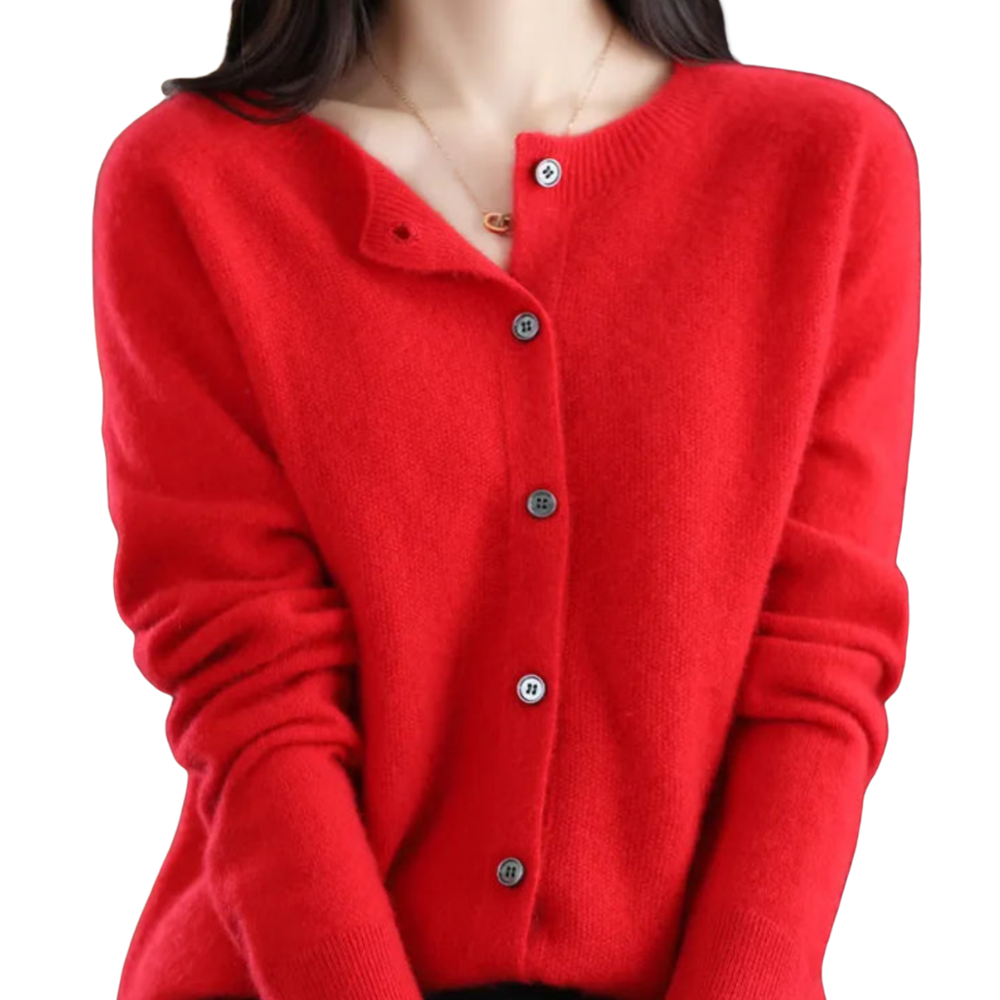 Women's Merino Wool Sweater with Front Button Design – Cozy Elegant Knit for Layering in Multiple Sizes 1