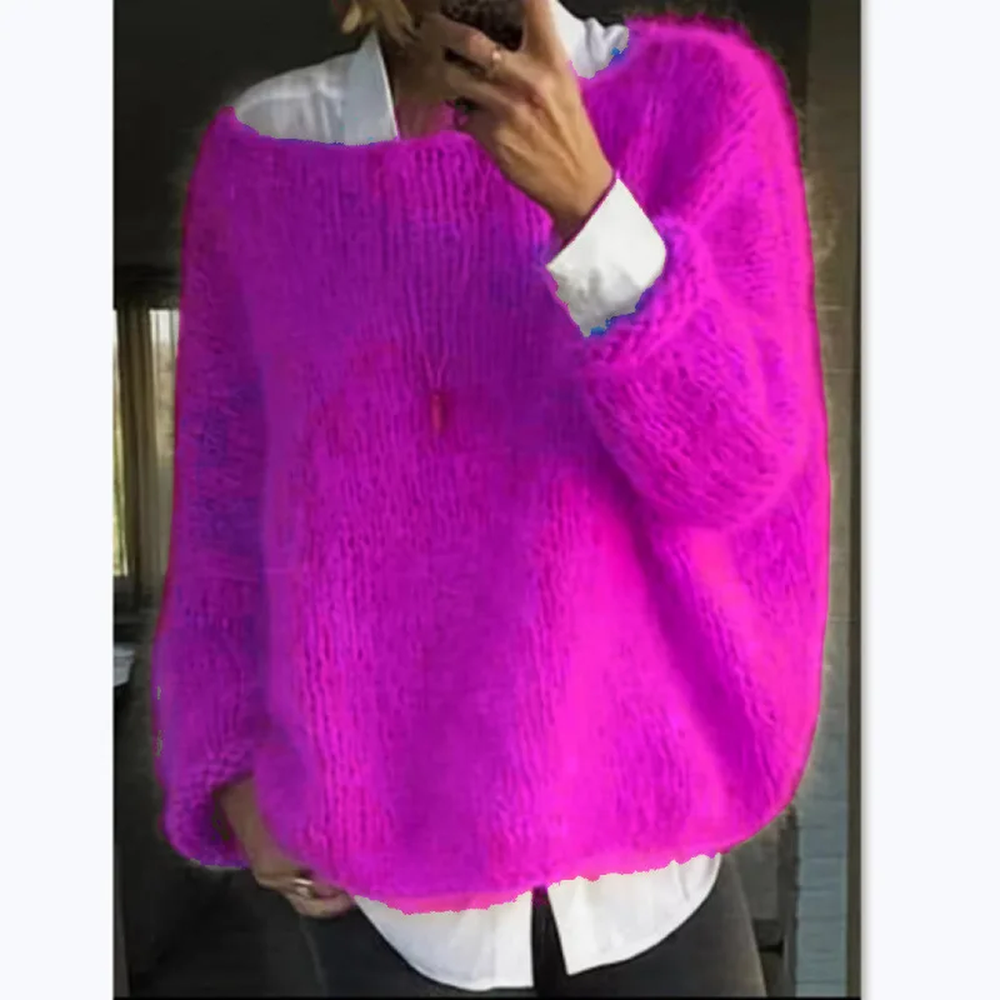 Women's Oversized Cozy Sweater – Relaxed Fit Winter Knit with Soft Fuzzy Texture for Effortless Style 1