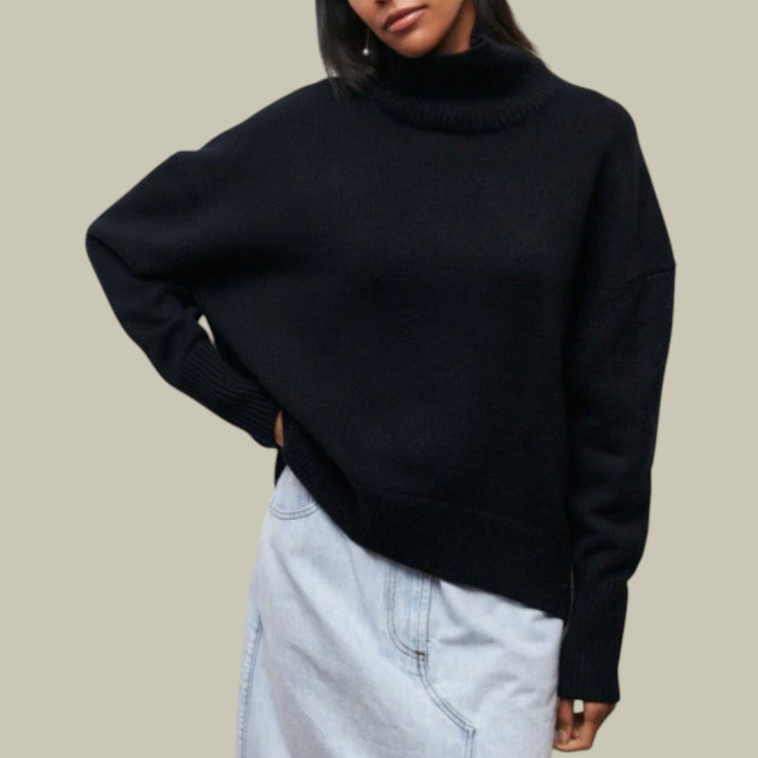 Women’s Oversized Turtleneck Pullover Sweater – Cozy Winter Knit Top 0