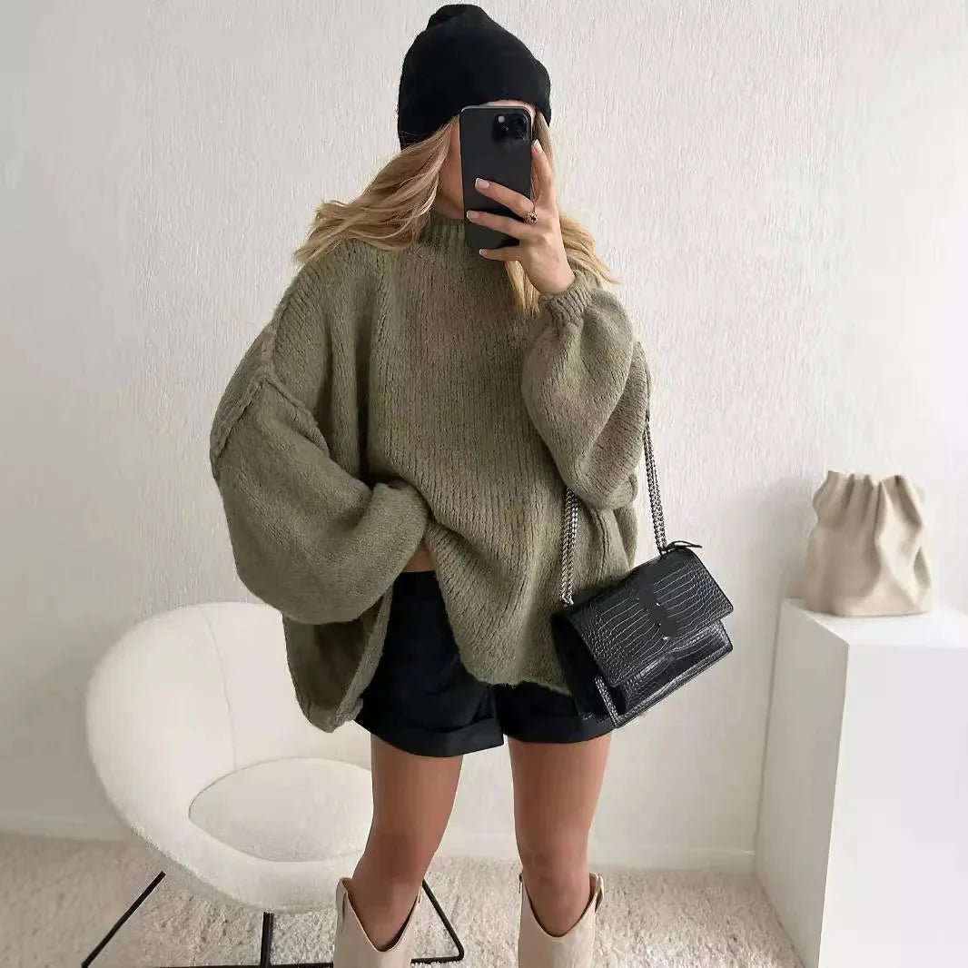 Women’s Relaxed Turtleneck Sweater – Cozy Oversized Knit for Winter Fashion 0