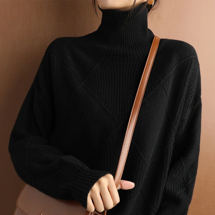 Women's Winter Loose Fit Knit Sweater with Turtleneck – Cozy and Elegant Design 6