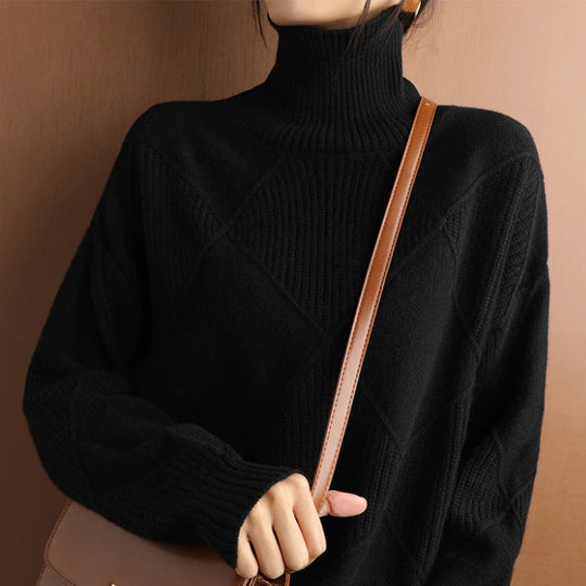 Women's Winter Loose Fit Knit Sweater with Turtleneck – Cozy and Elegant Design 6