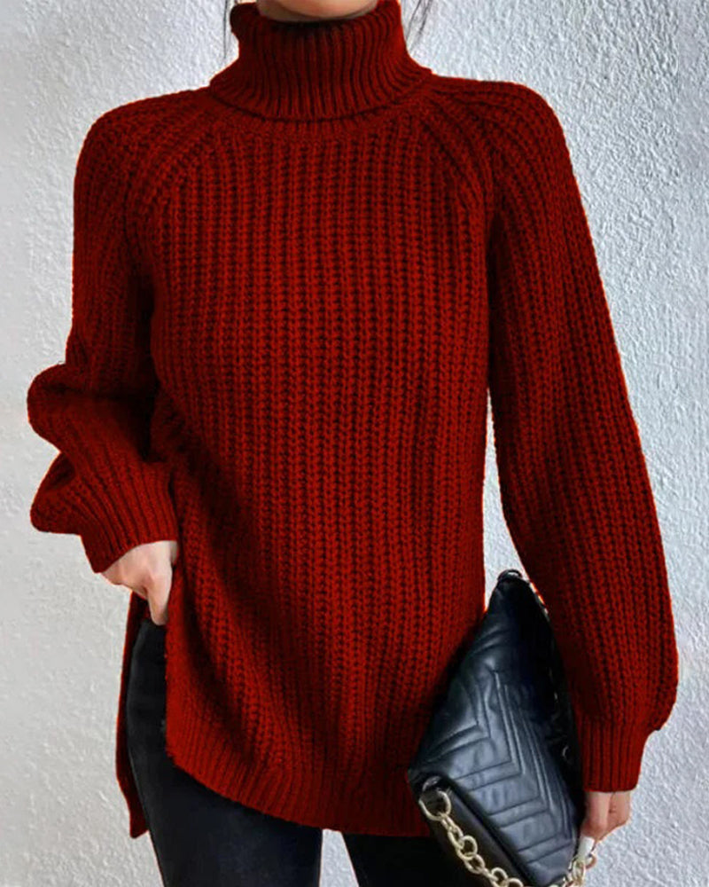 Women’s Winter Ribbed Knit Sweater with Mock Neck – Loose Fit and Cozy Style 6